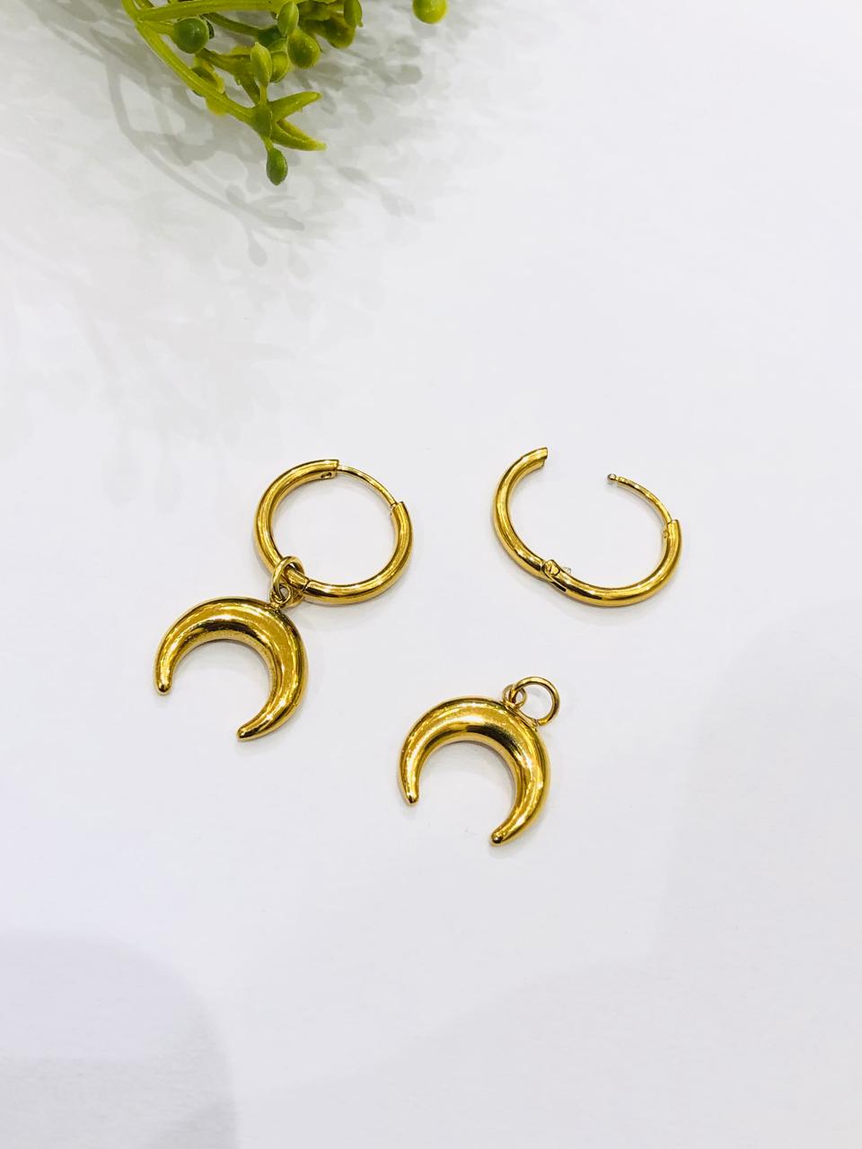 Golden Moon Hoop Earrings