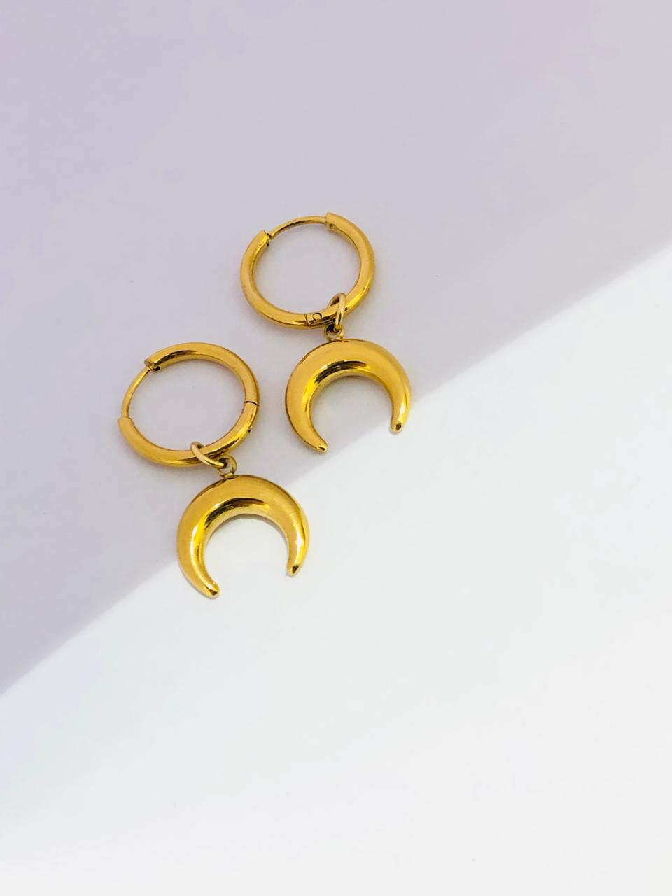 Golden Moon Hoop Earrings