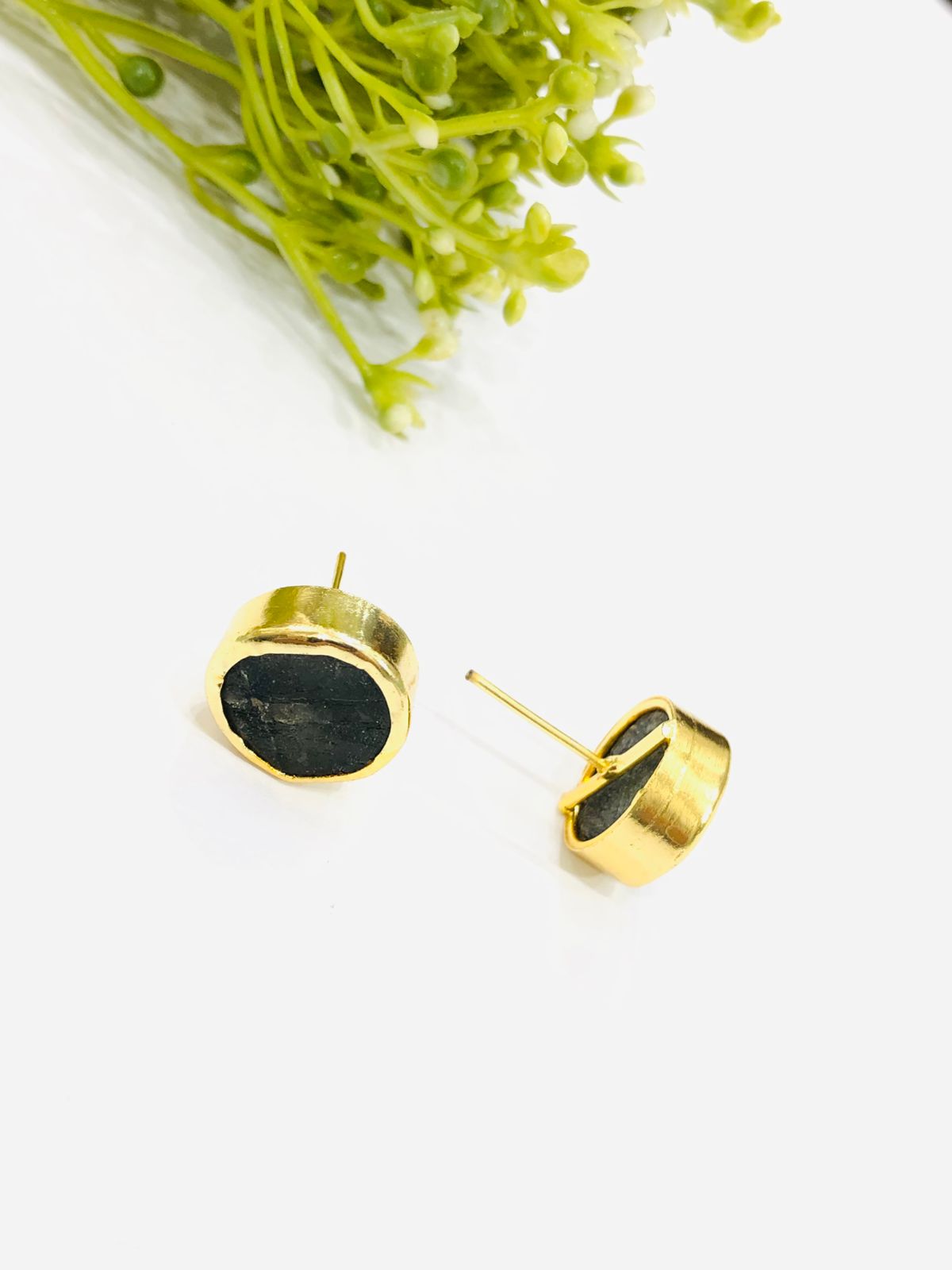 Green Stone Stud Earrings