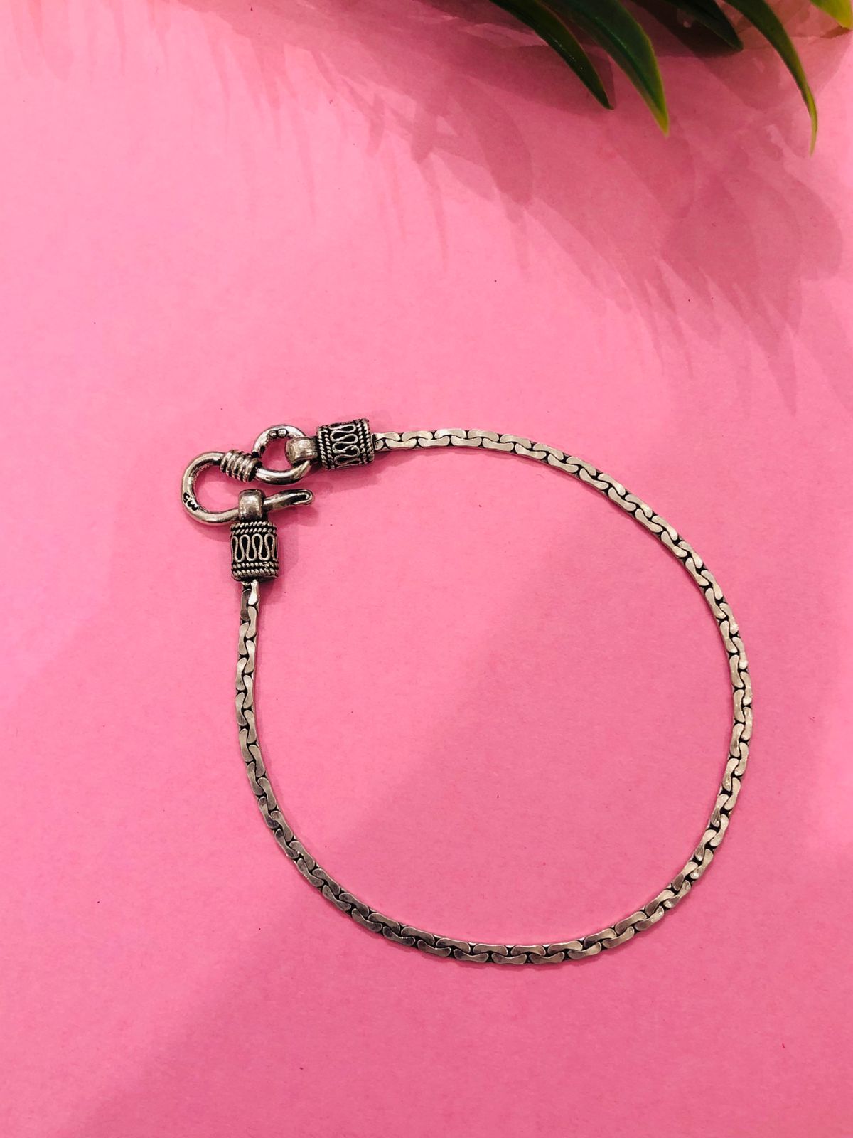 925 Silver Sleek Oxidised Bracelet