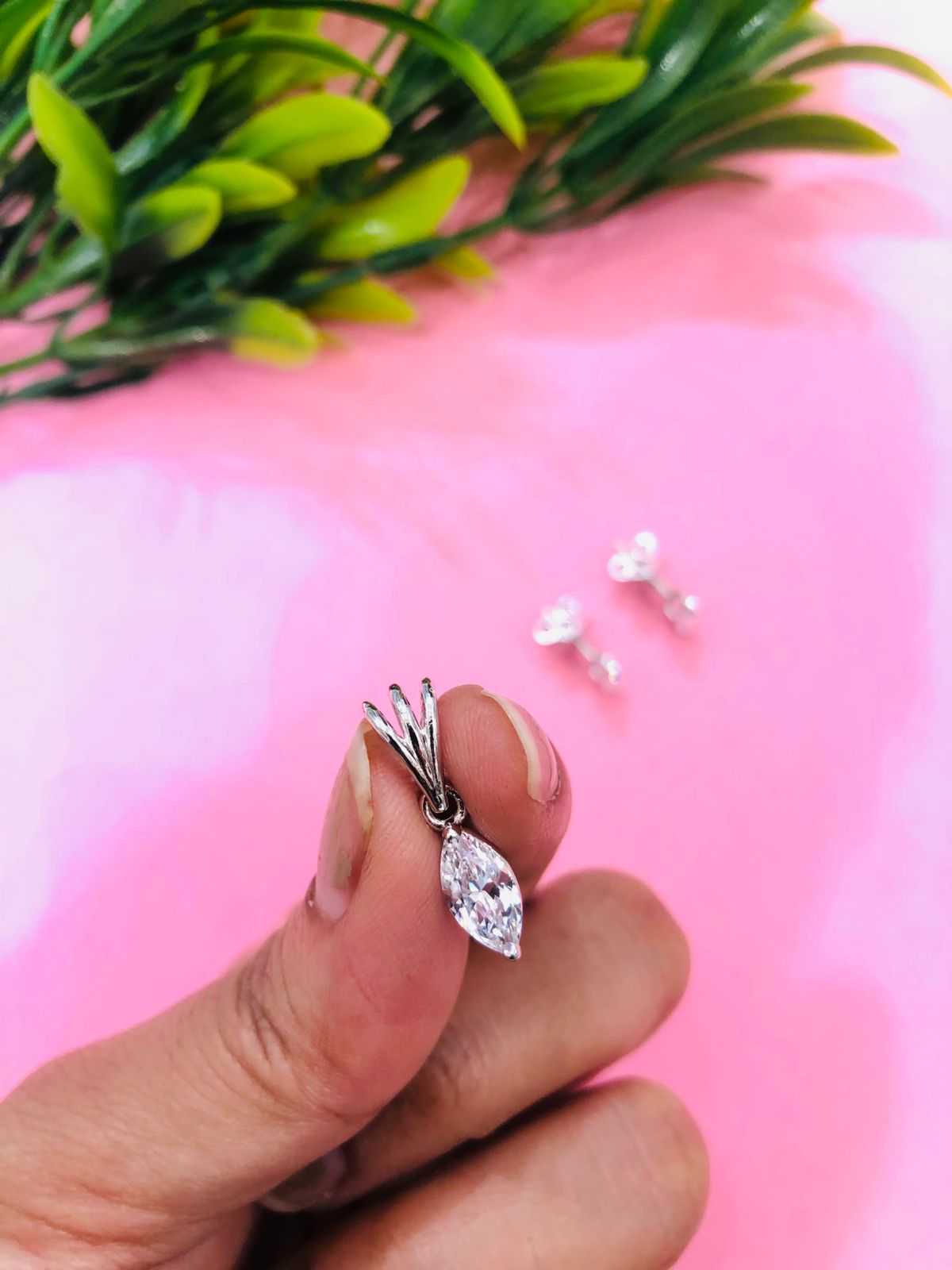 925 Silver Leaf Pendant Set