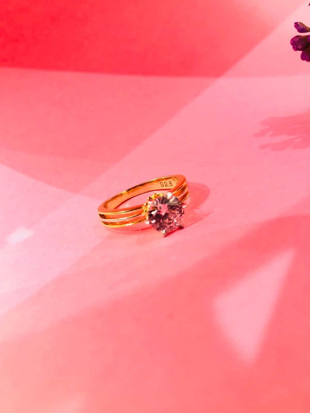925 Silver Gold Stone Ring