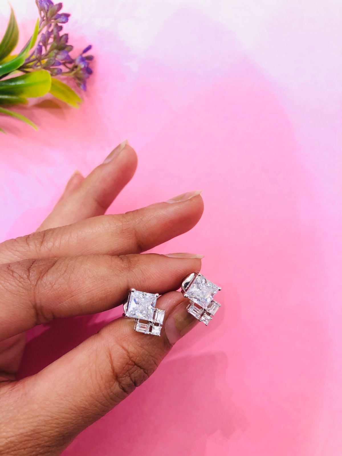 925 Silver Diagonal Earrings