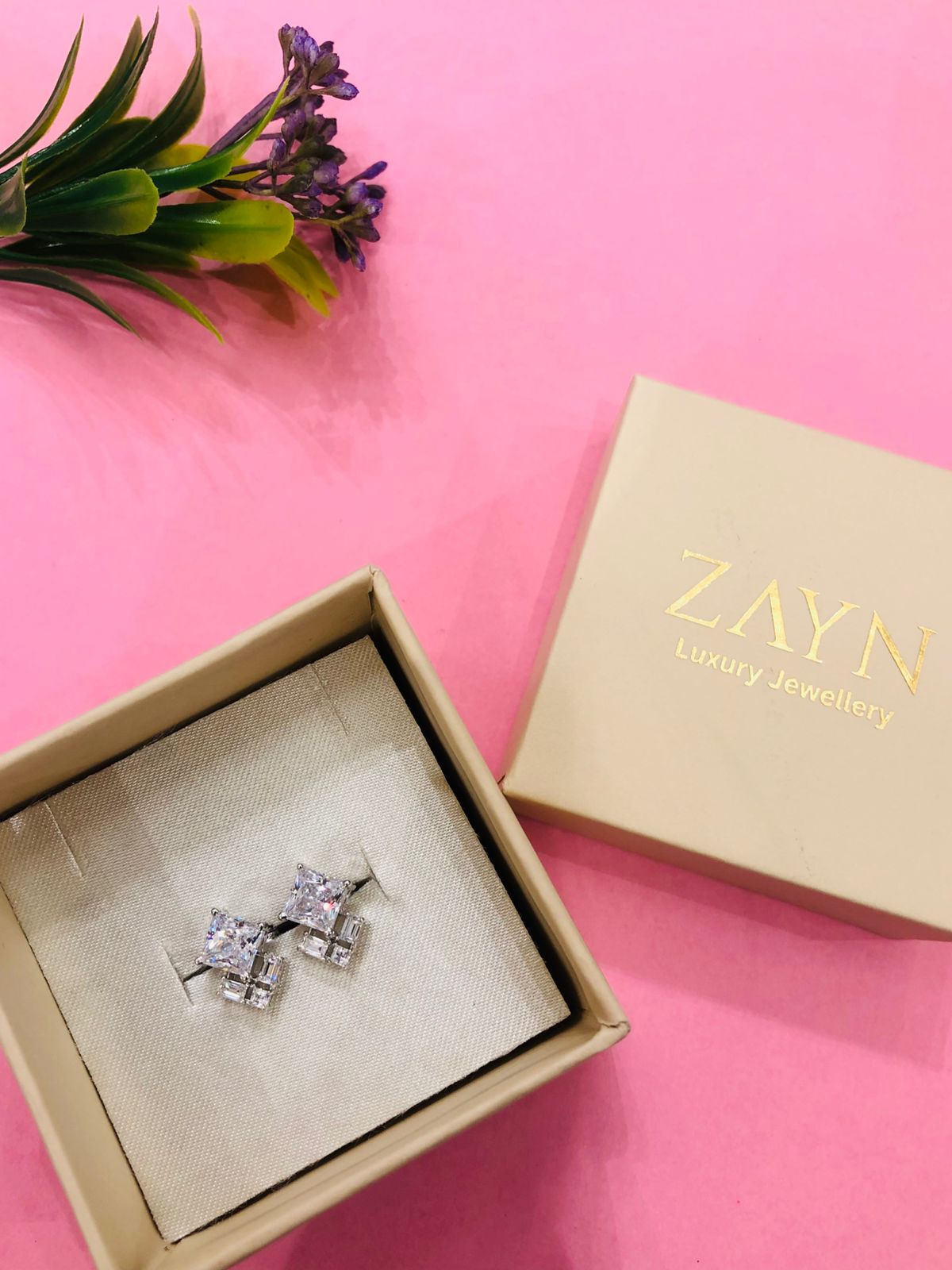 925 Silver Diagonal Earrings