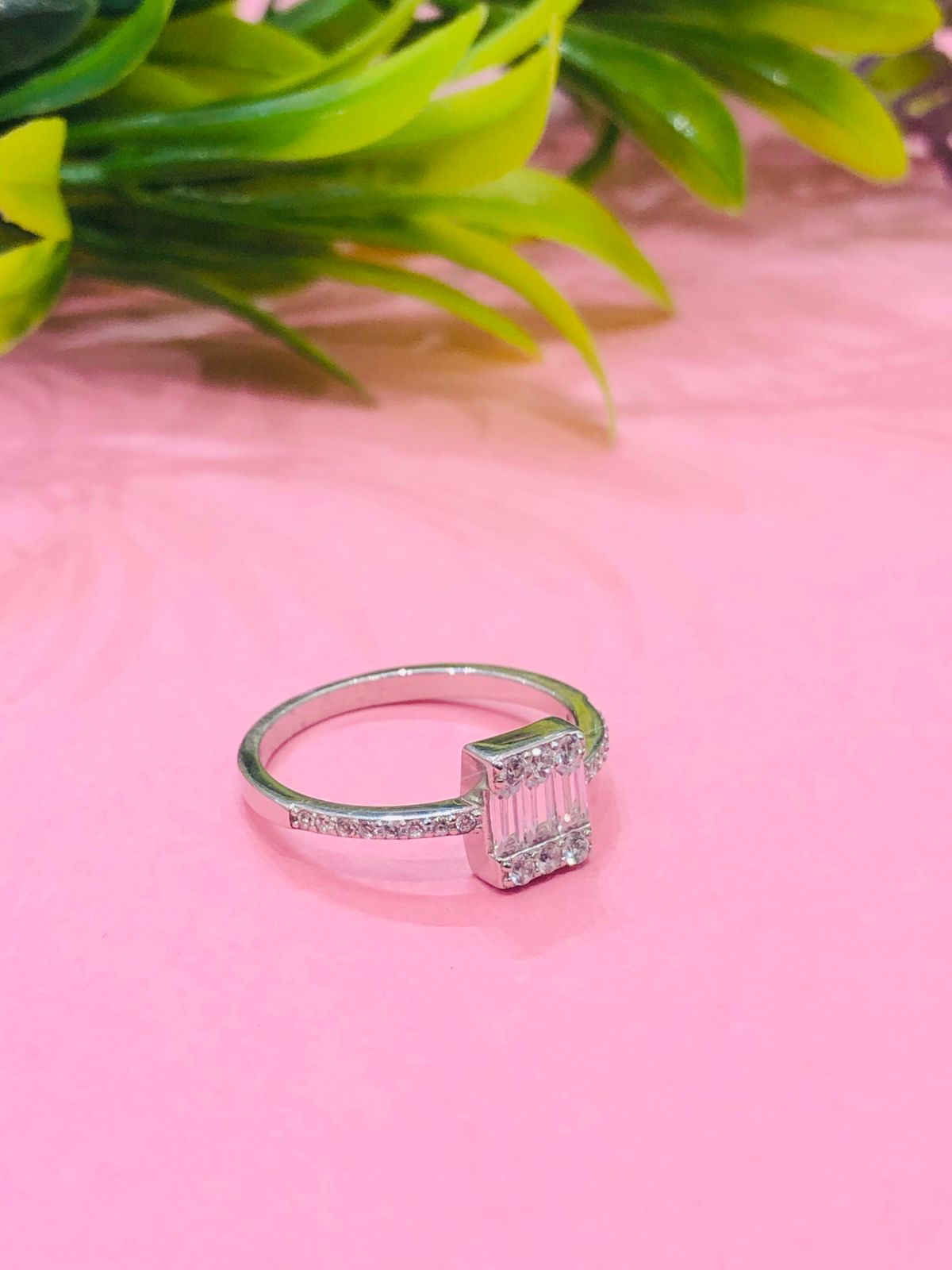 925 Silver Plain Baguette Ring