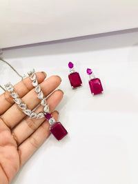 Thumbnail for Square Ruby Necklace Set