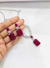 Thumbnail for Square Ruby Necklace Set