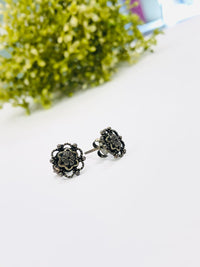Thumbnail for 925 Silver Flower Oxidised Earrings