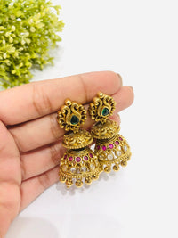 Thumbnail for Antique Gold Green Earrings