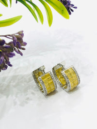 Thumbnail for Yellow Crystal Hoops Earrings