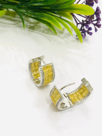 Thumbnail for Yellow Crystal Hoops Earrings