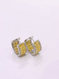 Thumbnail for Yellow Crystal Hoops Earrings