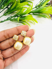 Thumbnail for Golden Diagonal Pearl Earrings