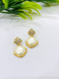 Thumbnail for Golden Diagonal Pearl Earrings