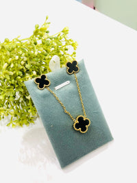 Thumbnail for Black Flower Pendant Set