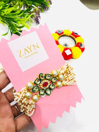Thumbnail for Kundan Pearl Layer Rakhi