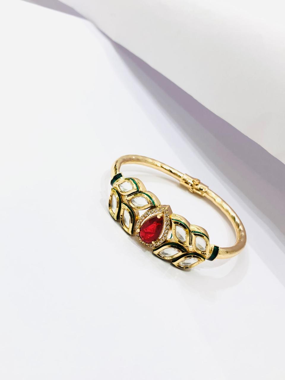 Ruby Drop Kundan Bracelet