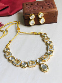Thumbnail for Grey Polki Necklace Set