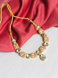 Thumbnail for Orange Polki Necklace Set