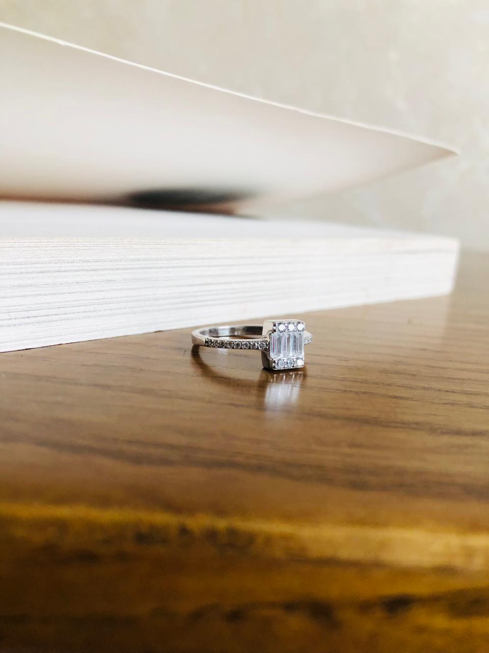 925 Silver Plain Baguette Ring