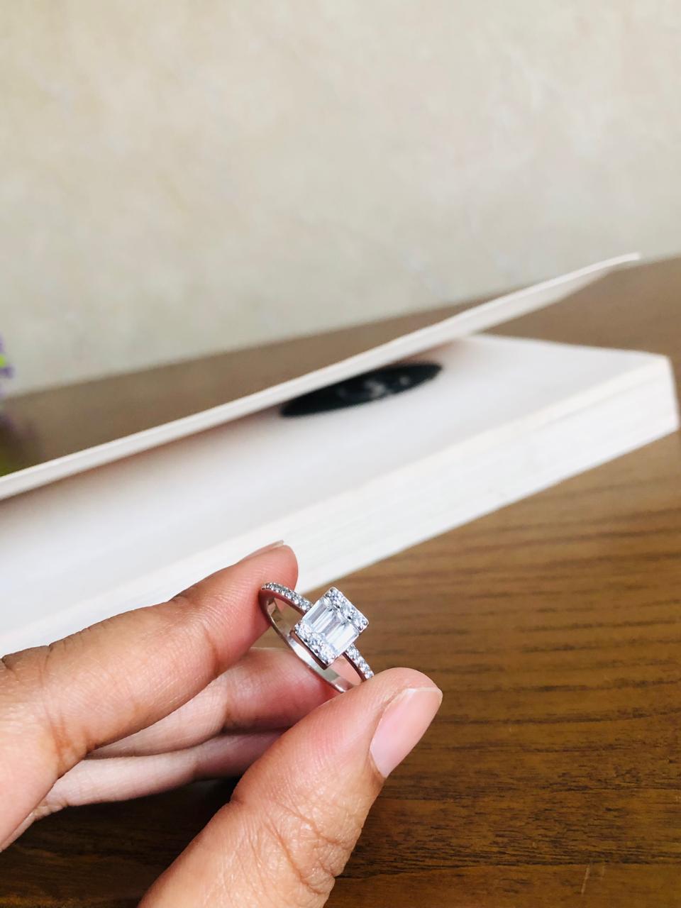 925 Silver Plain Baguette Ring