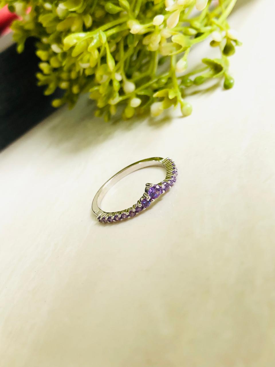 925 Silver Purple Band Ring