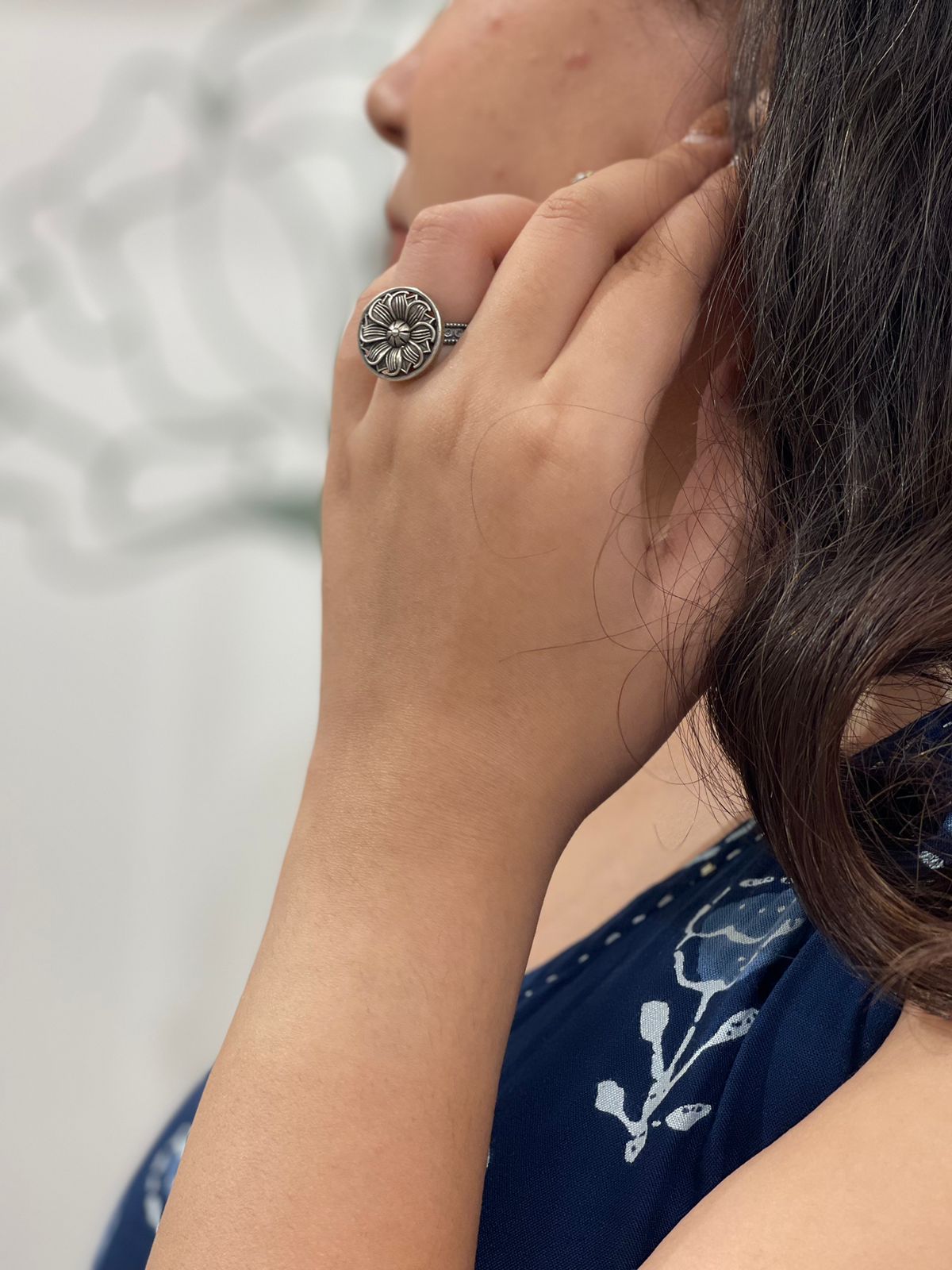 925 Silver Flower Ring