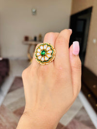 Thumbnail for Polki Pearl Green Ring