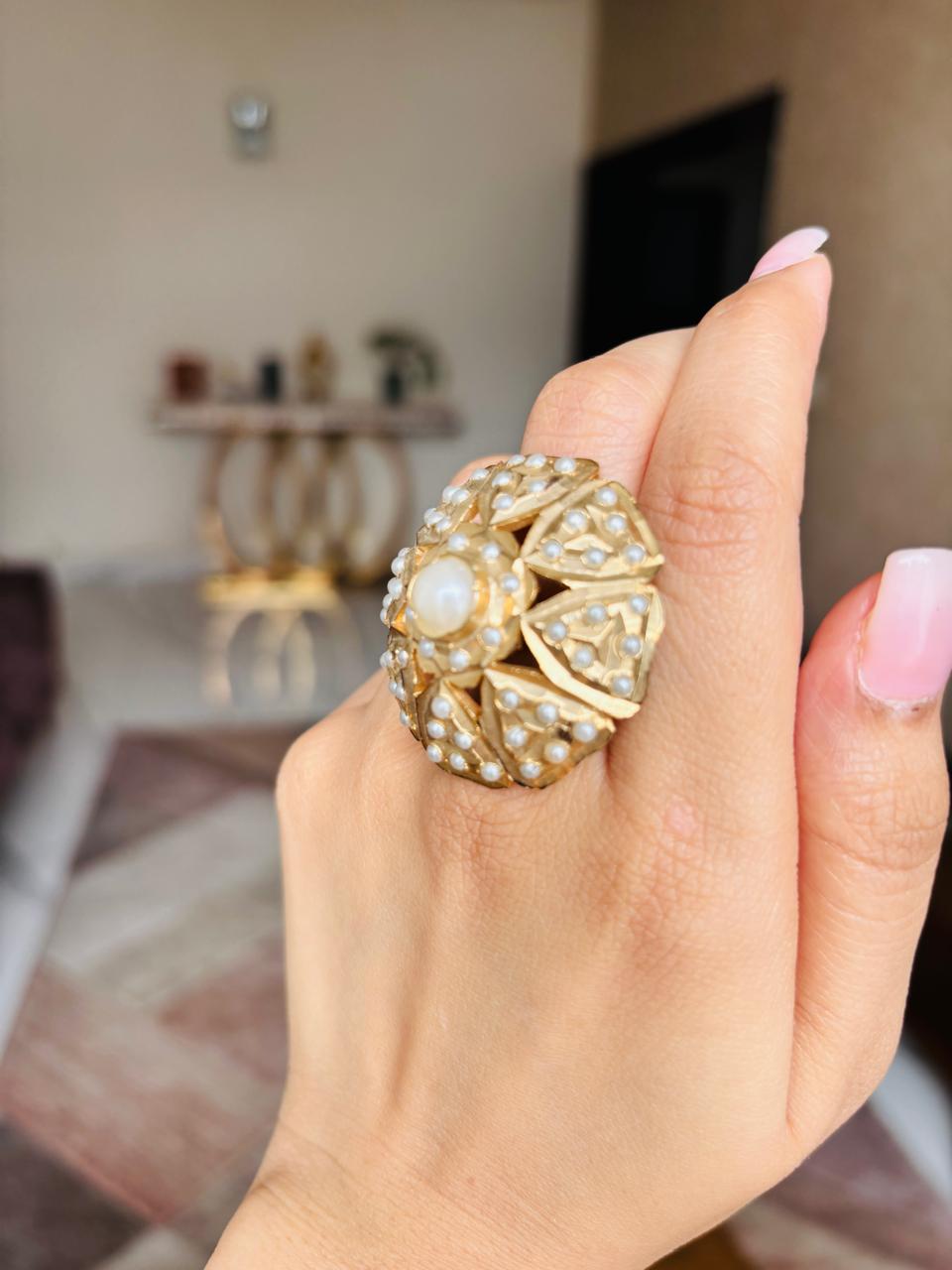 Pearl Jadau Ring