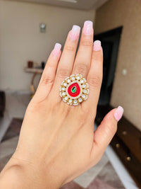 Thumbnail for Kundan Pearl Red Ring