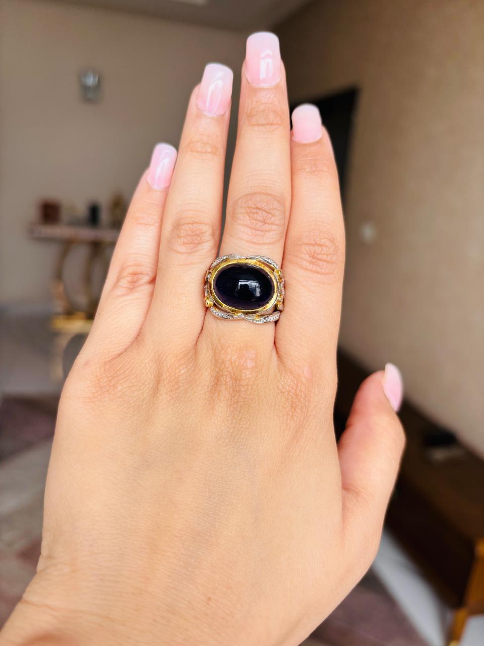 Golden Black Stone Ring