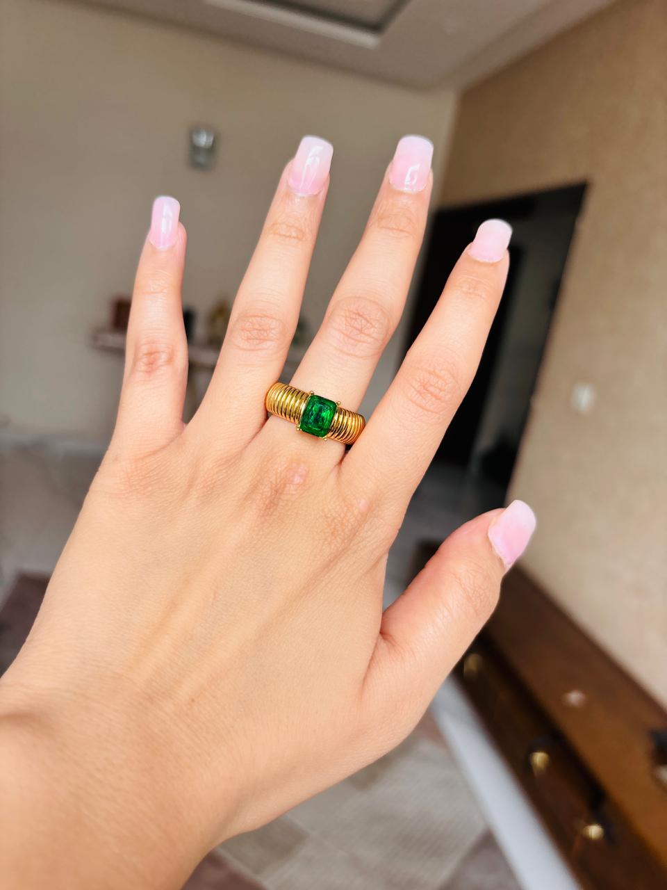 Green Stone Golden Ring