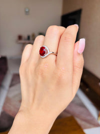 Thumbnail for 925 Silver Red Oval Ring