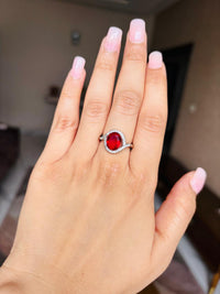 Thumbnail for 925 Silver Red Oval Ring
