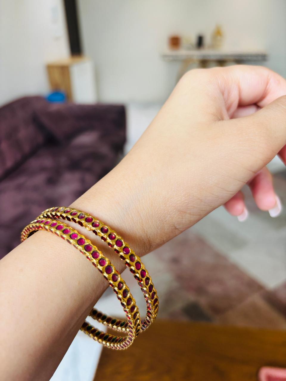 Gold Ruby Bangles