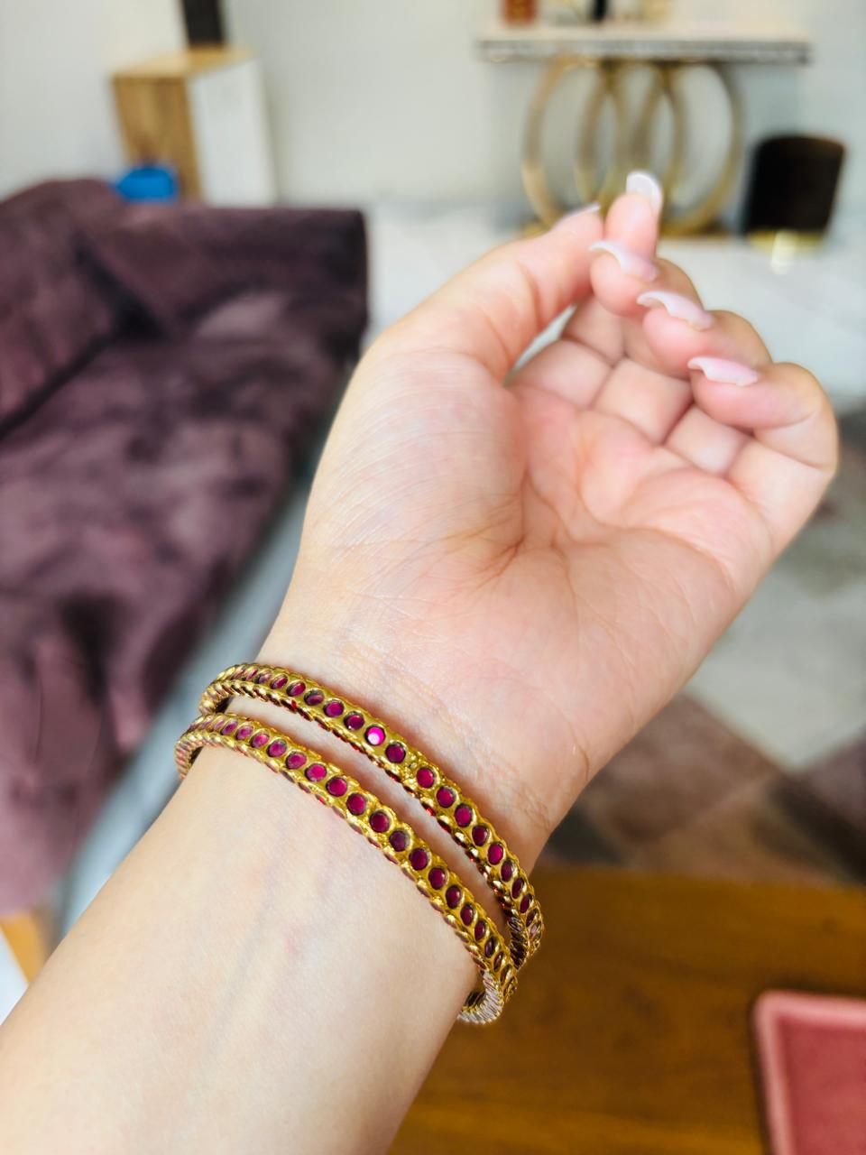 Gold Ruby Bangles