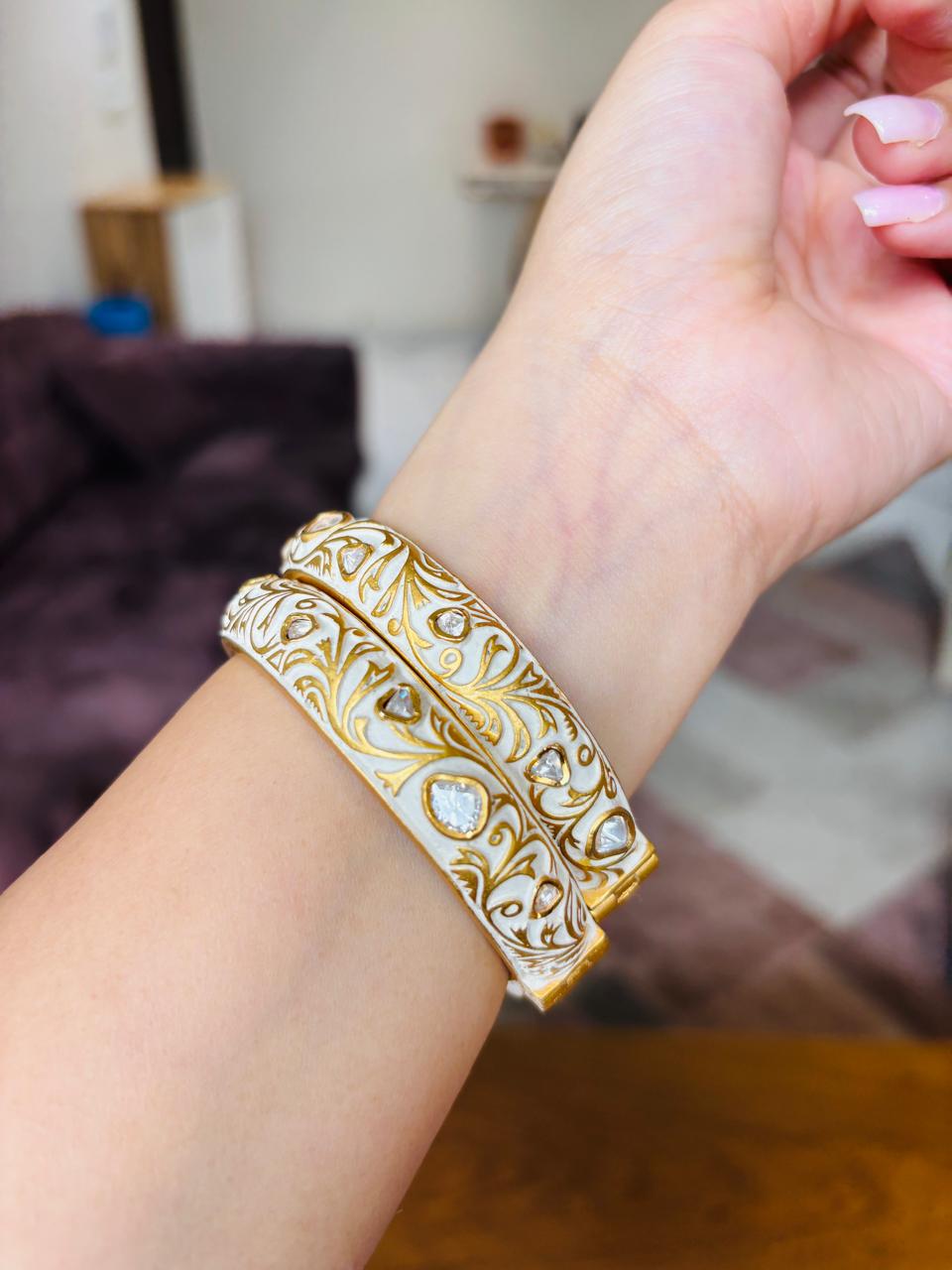 Meenakari Polki Bangles
