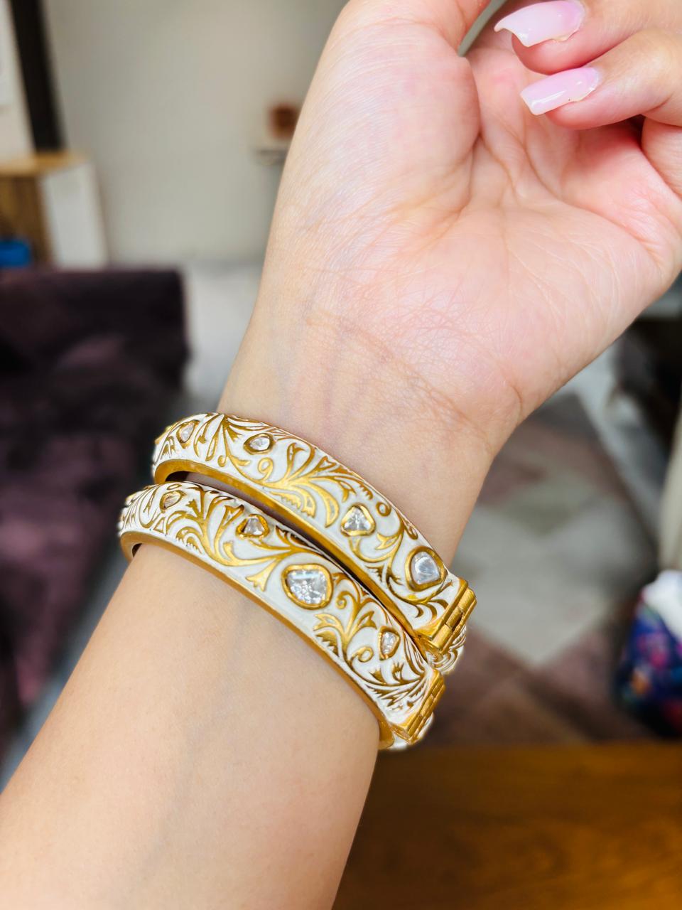 Meenakari Polki Bangles