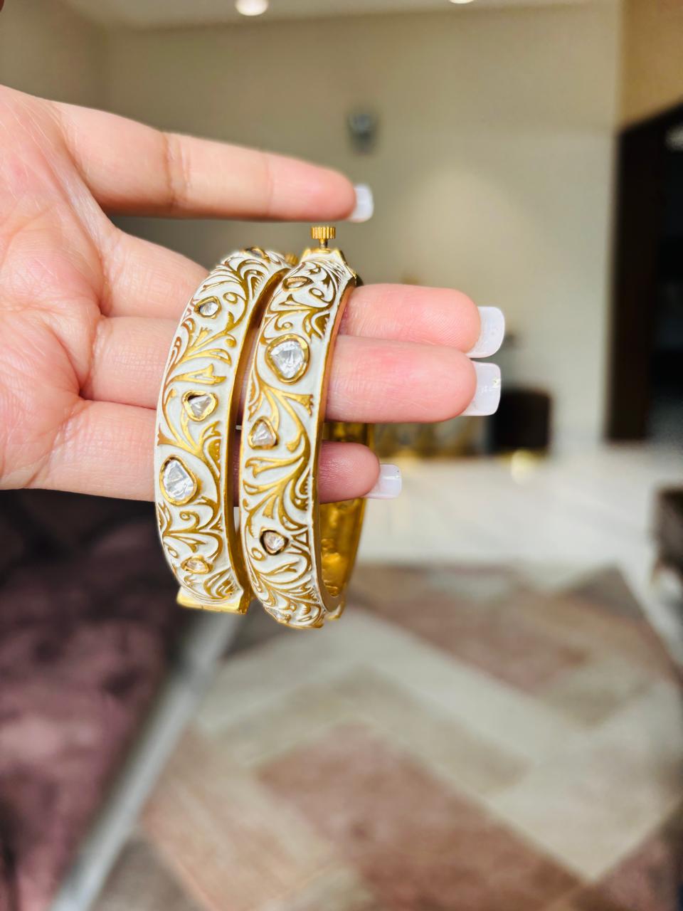 Meenakari Polki Bangles