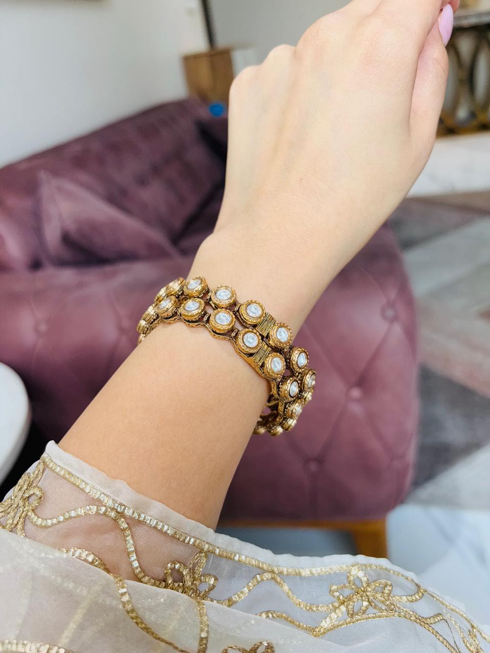 Dull Gold Polki Bangle