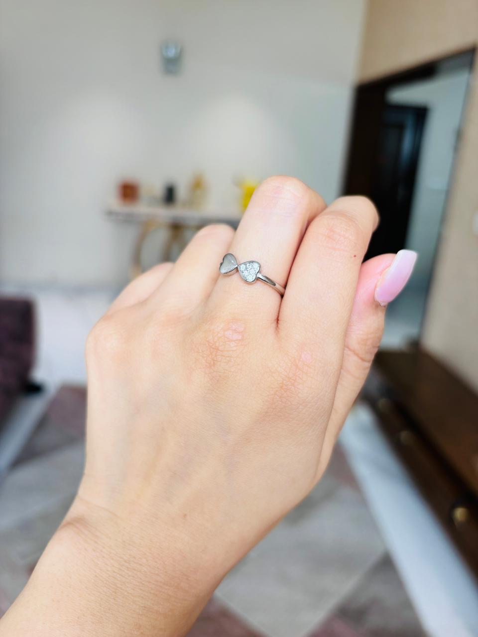 925 Heart Bow Silver Ring