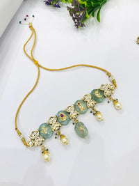 Thumbnail for Mint Majesty Kundan Necklace Set
