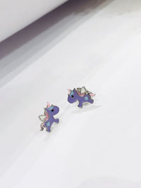 Thumbnail for 925 Silver Baby Purple Unicorn Earrings