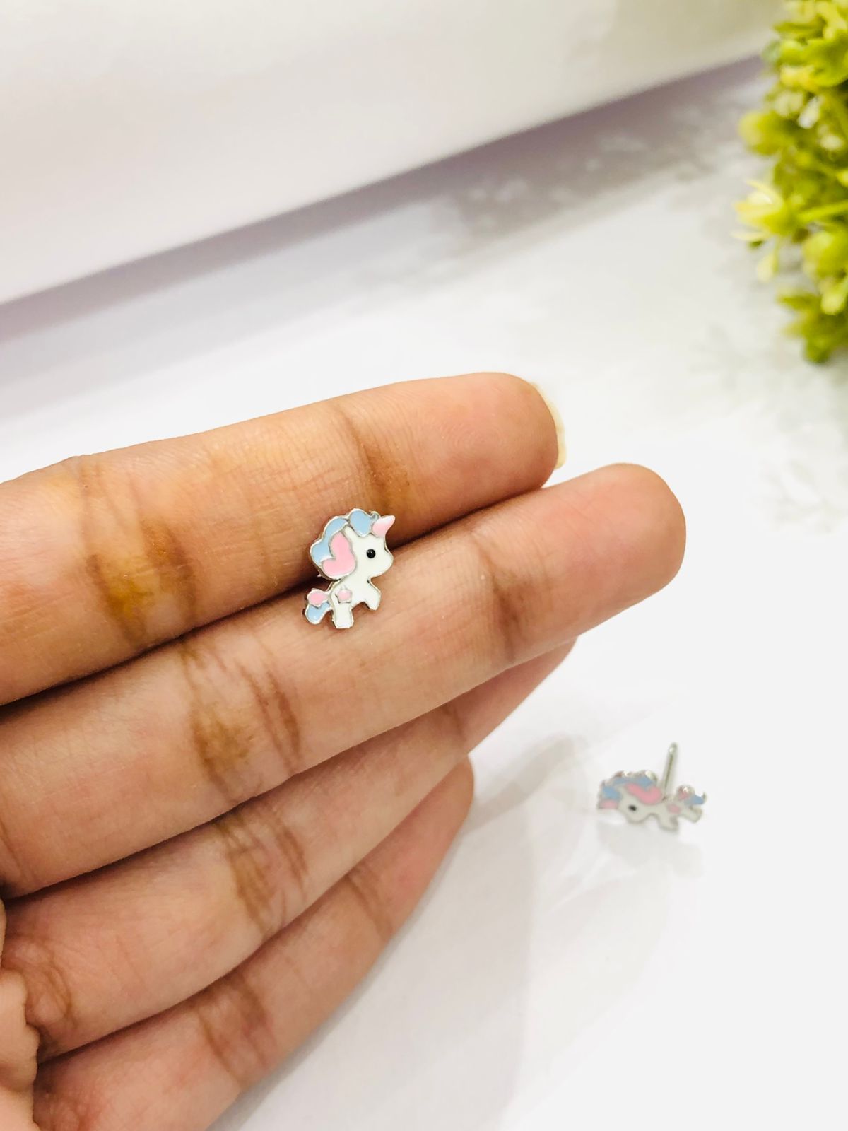 925 Silver Baby Unicorn Earrings
