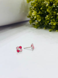 Thumbnail for 925 Silver Pink Flower Earrings