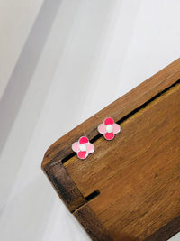 Thumbnail for 925 Silver Pink Flower Earrings
