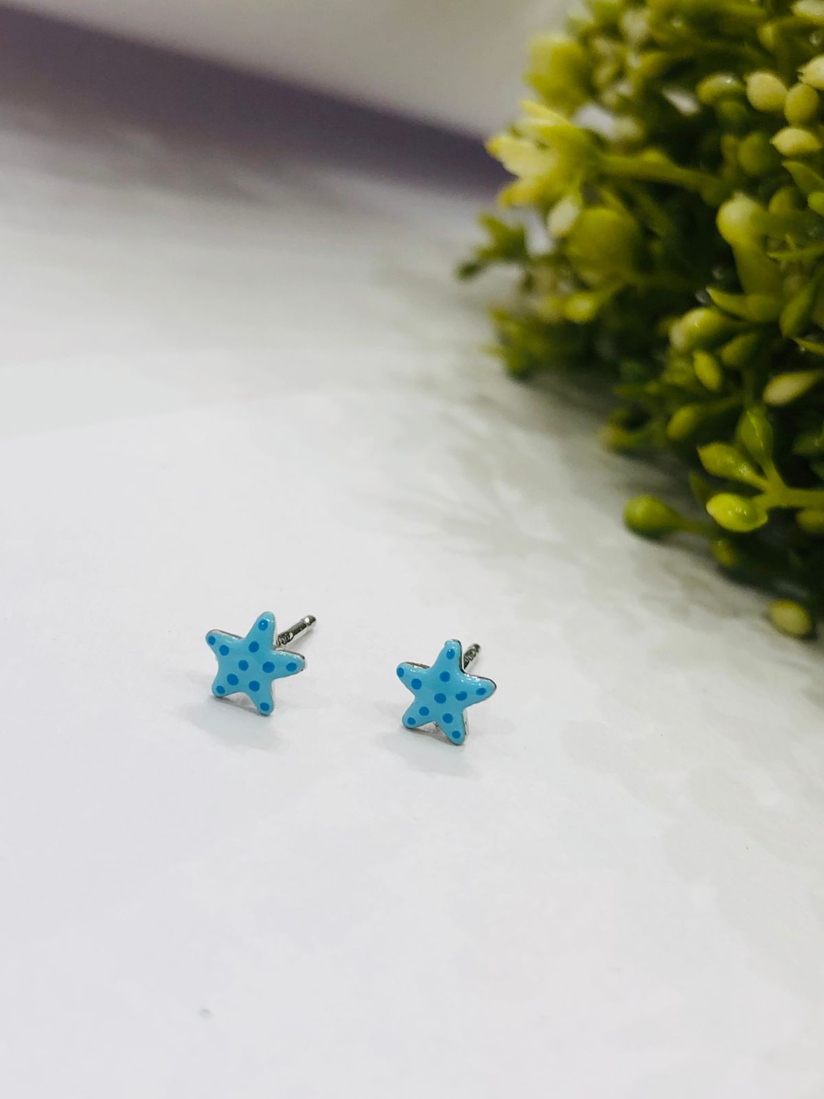 925 Silver Blue Star Earrings