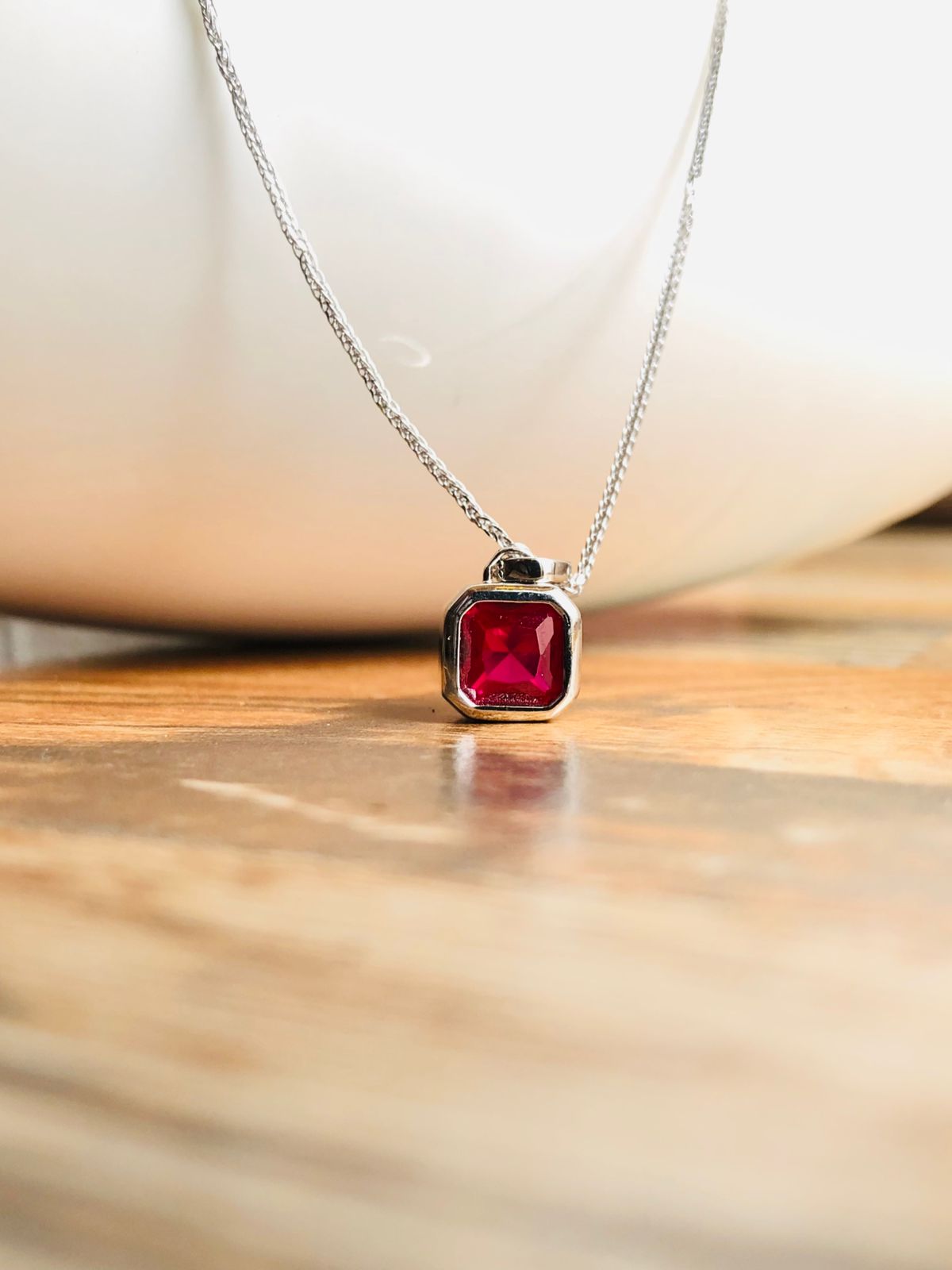 925 Silver Red Stone Chain