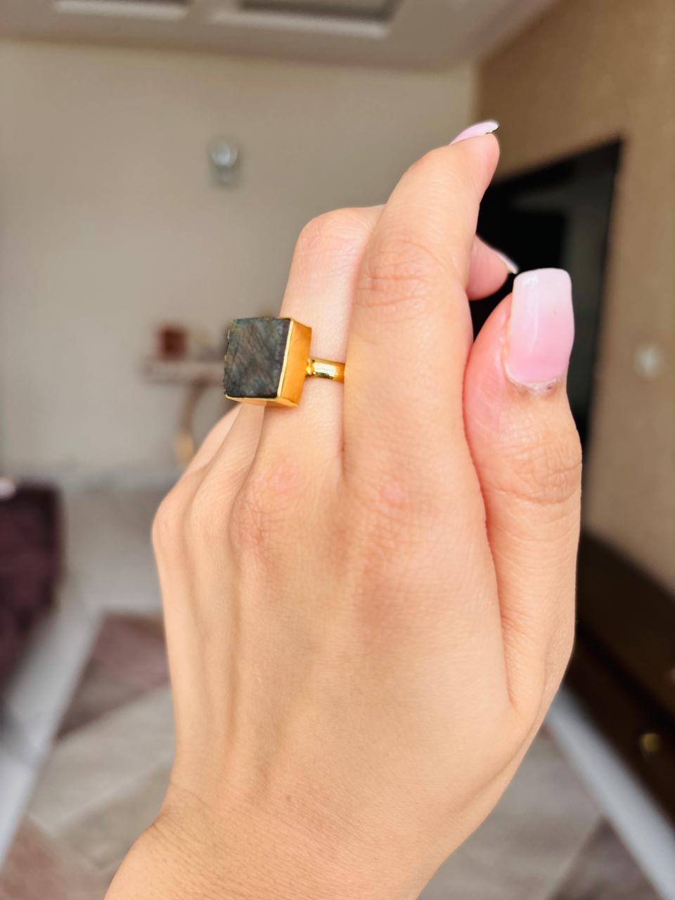 Greenish Raw Stone Ring