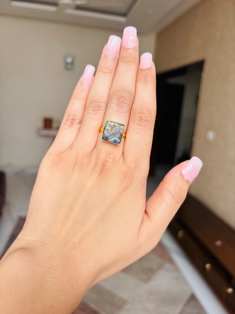 Greenish Raw Stone Ring